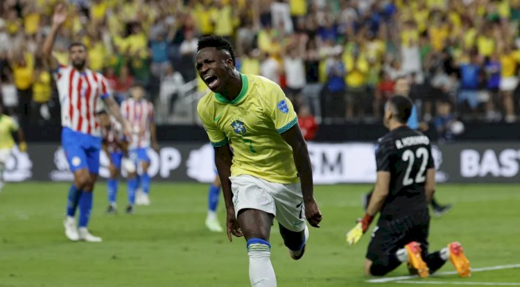 Com gols de Vini Jr., Brasil goleia Paraguai e encaminha vaga na Copa América